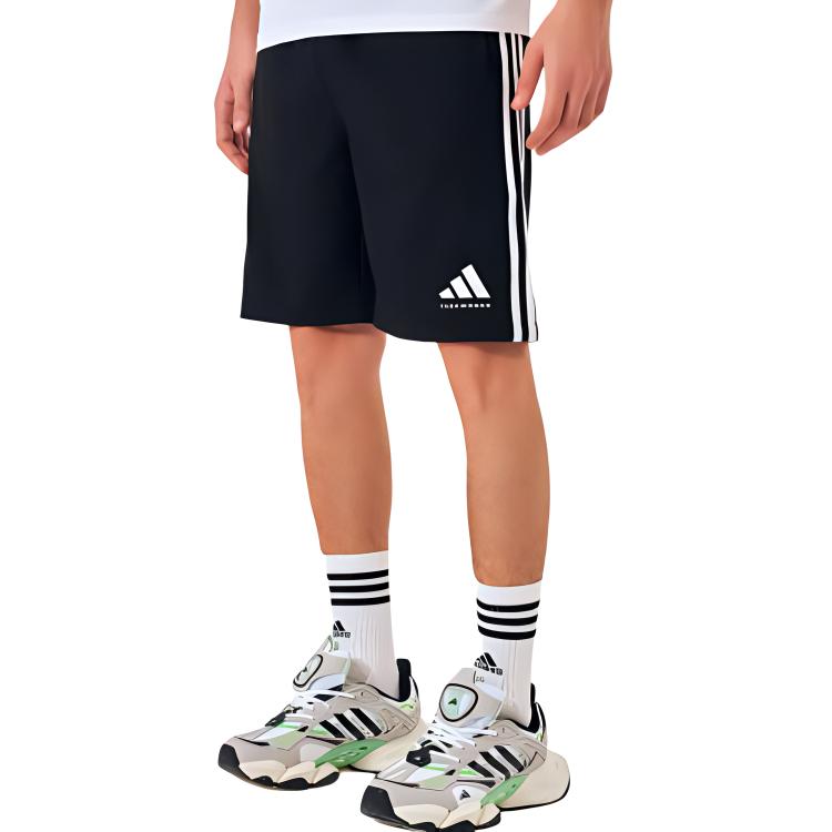 Adidas Striped Print Logo Lightweight Breathable Elastic Waist Casual Shorts Men Shorts Black S21ATMSH2T-BW
