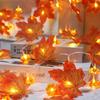 10 LED Maple Leaf String Lights Thanksgiving Decorations Battery Powered Fairy Lights with Pumpkin For Home Outdoor Fall Decor