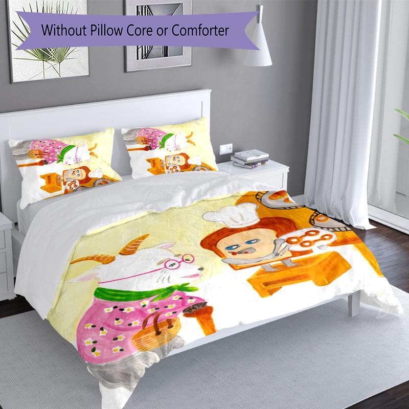 3pcs Bread Thief pattern bedding set duvet cover set includes duvet cover &pillowcases, perfect all season bedroom decoration & gift