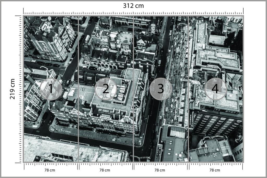 Photomural London Black And White Smooth Vinyl 312x219