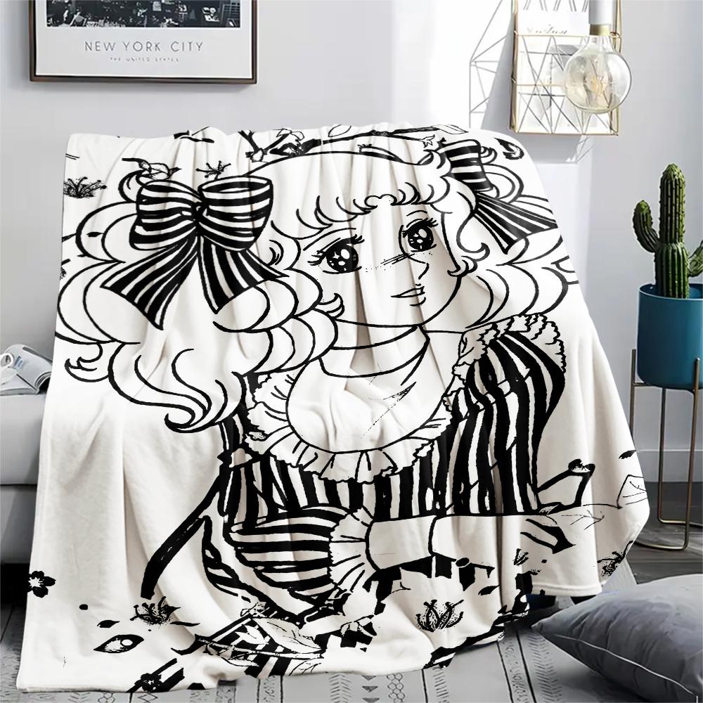 1PC Candy Candy Print Flannel Blanket, High quality All Seasons, Home Decor, Warmth and Comfort, Perfect for Christmas Gifts