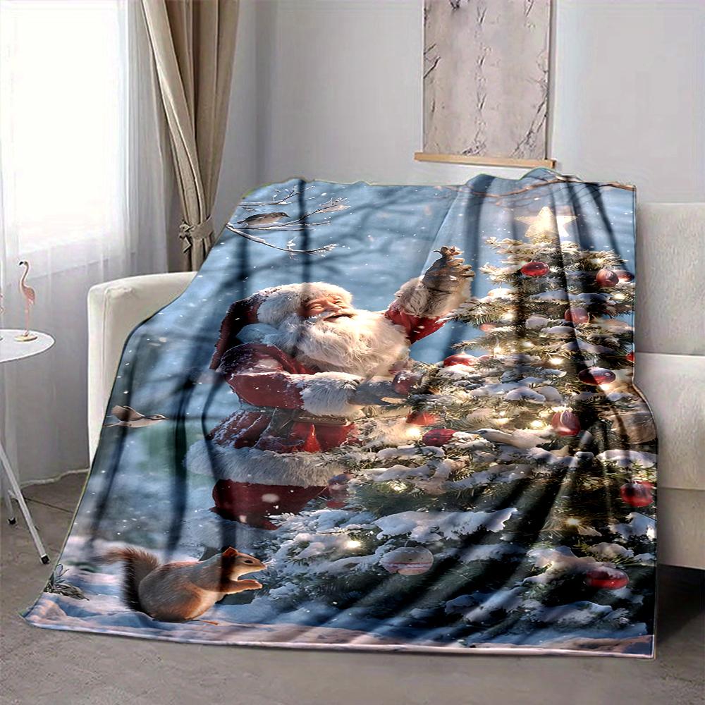 1Pc Christmas Plaid Snowflakes Blanket Soft And Comfortable Casual Warm Camping Travel Christmas Halloween Gift M91732