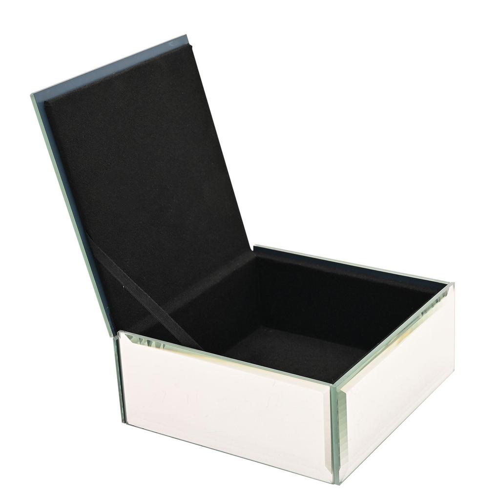 Sophia Pink Butterfly Glass Jewellery Box - Square