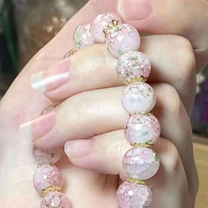 Браслет из бисера с цветком сакуры для женщин и девочек, изысканный элегантный браслет из бисера, украшения для вечеринок, аксессуары, подарки