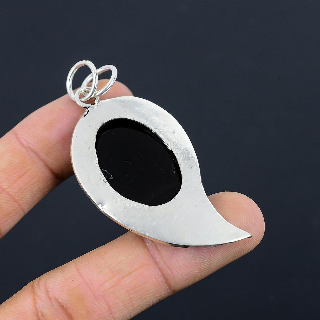 Friendship Day Sale Natural Black Onyx 925 Sterling Silver Handmade Wife Pendant