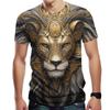 Летний топ с круглым вырезом и 3D-принтом в виде льва, модная повседневная мужская футболка с коротким рукавом