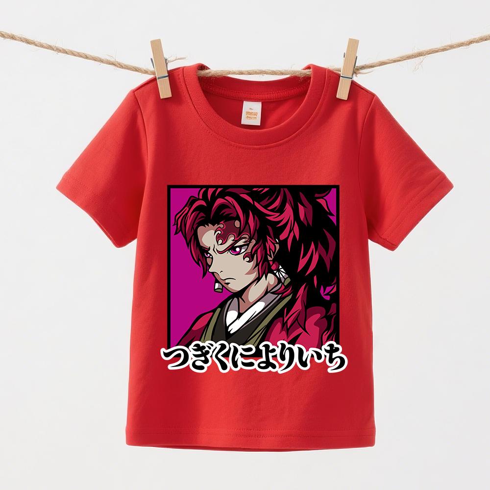Demon Slayer Yoriichi Anime Print Cotton Boys Girls Short Sleeve Kids T Shirt Summer Casual Soft Breathable Daily Wear
