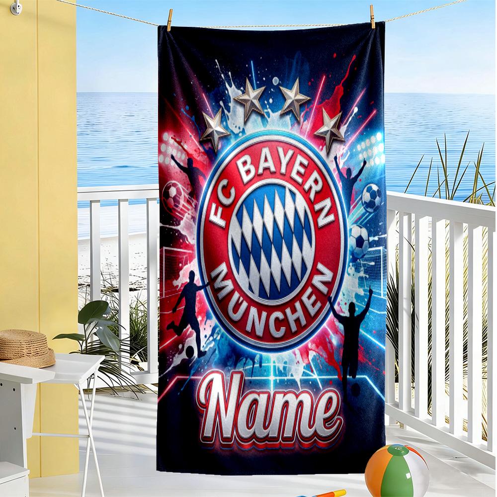 Bayern Munich Fan Art Customize Your Name Beach Towel Super Soft Microfiber Quickdry Fabric