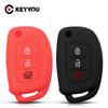 KEYYOU 3-кнопочный силиконовый чехол для ключа автомобиля Hyundai Creta Tucson Elantra Santa Fe i10 i20 i30 iX25 iX35, Защитный чехол для пульта ДУ