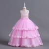 Girl's Lace Embroidery Bow Performance, Birthday Wedding Princess Dress, Skirt