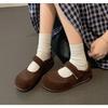 Fashion New Women's Mary Jane Flats Slip-On Casual Shoes Flat Bottom Suede Shoes for Women Spring Autumn Solid Round Toe Single Shoes