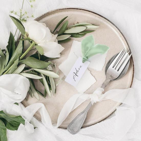 Handwritten Business Cards 50 Sheets Blank Textured Paper Cards with Chiffon Ribbon Wedding Invitations Table Name Tags for Party Banquet Office Decor