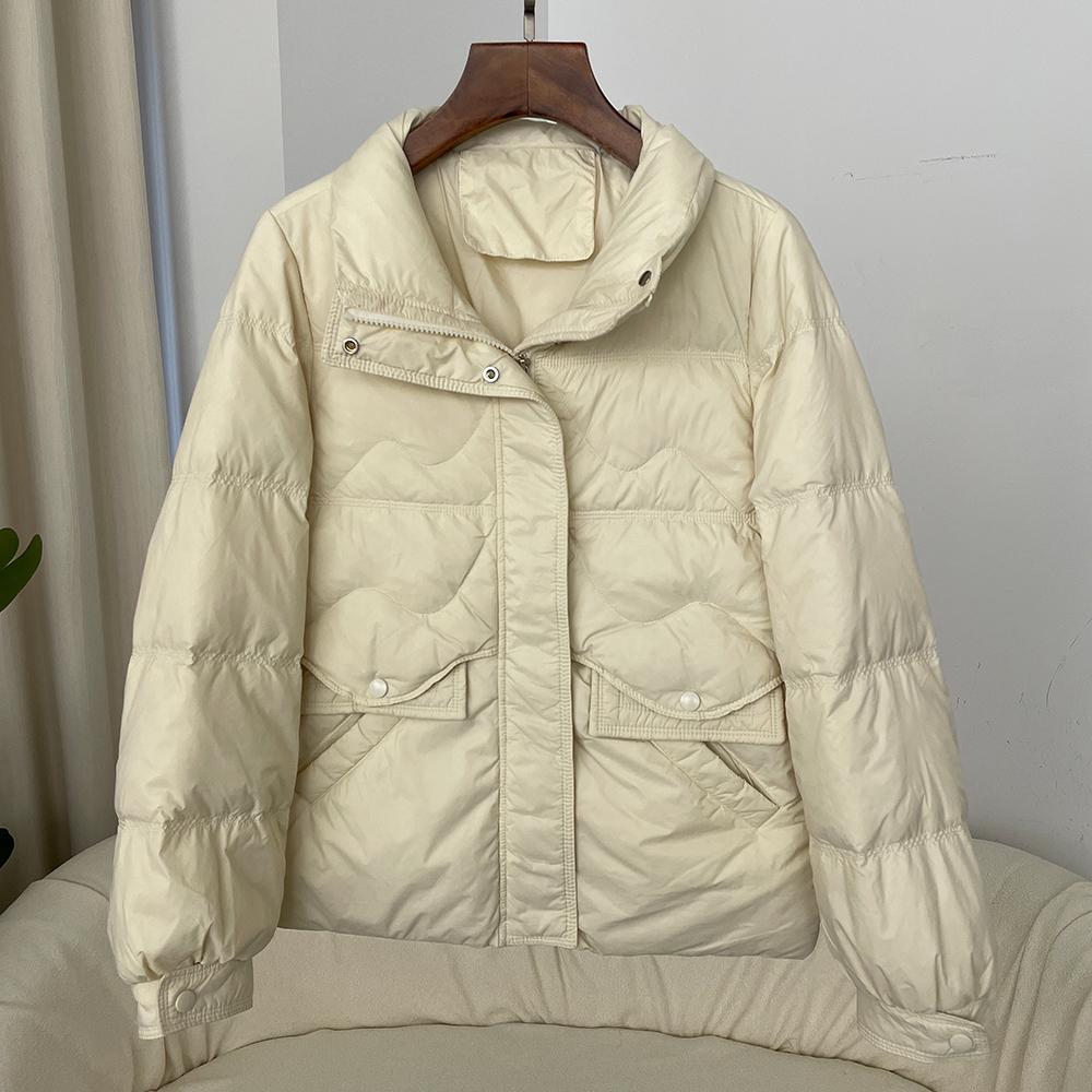 Новые осенне-зимние куртки для женщин с воротником-стойкой, белая куртка на утином пуху, сверхлегкая ветрозащитная парка с перьями, женское стеганое пальто