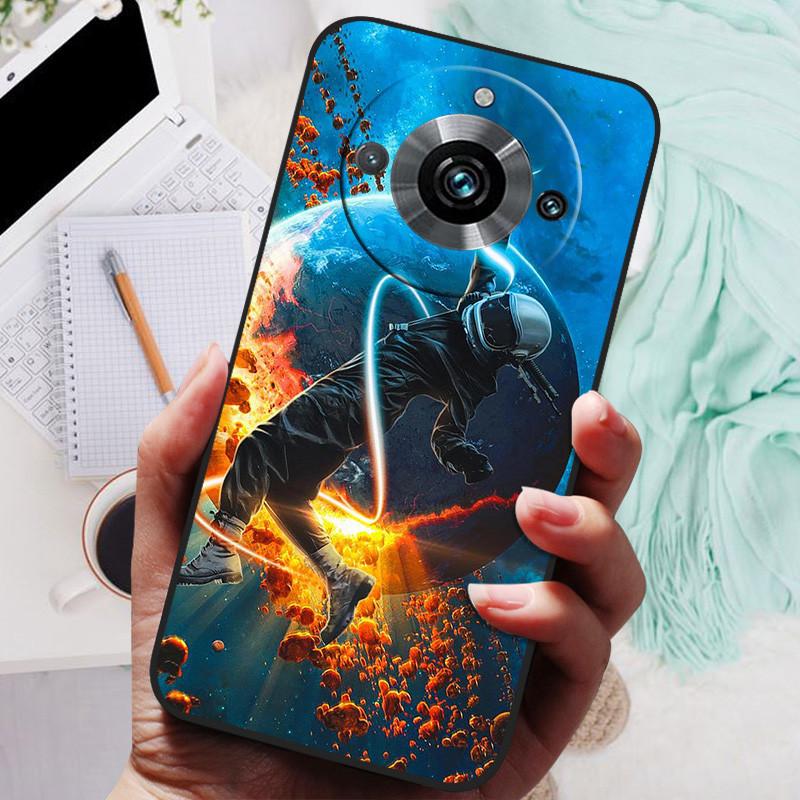 Чехол для Realme 11 Pro Plus Черный Силиконовый Милый Расписной ТПУ Coque для Realme11 Pro Capa Realme 11 5G 203 Funda Защитный