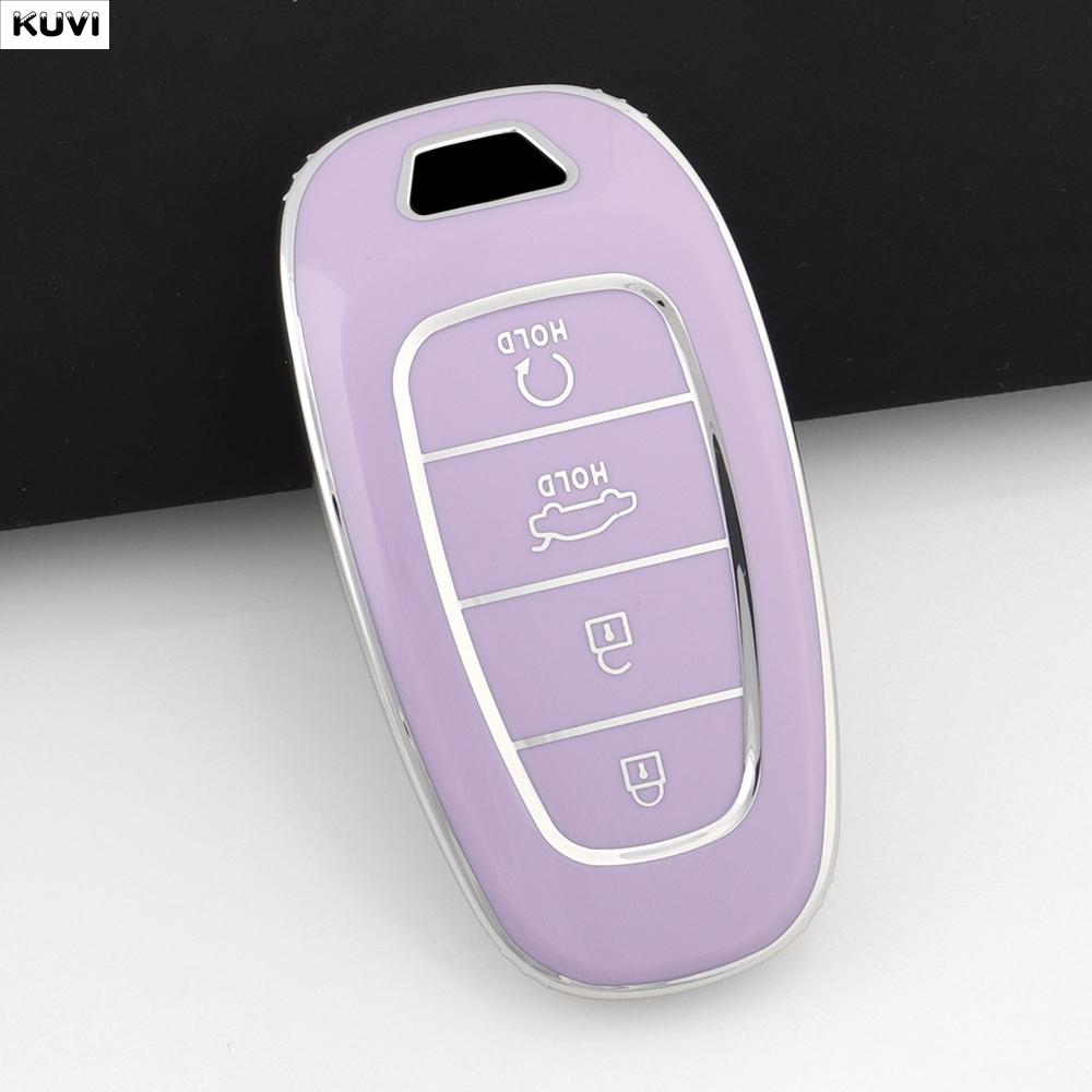 SKCW6 4 Button TPU Car Remote Key Case Cover For Hyundai Santa Fe Tucson 2022 NEXO NX4 Ioniq 5 Atos Prime Solaris 2021 Fob Accessories