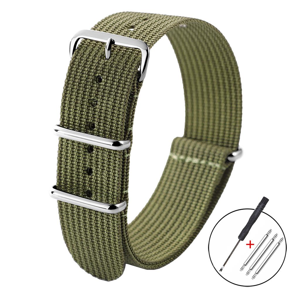 Ribbed Nylon Watchband Woven Nylon Watch Strap 18mm 20mm 22mm for Military Watch Band Bracelets for Omega Watchband Accessories