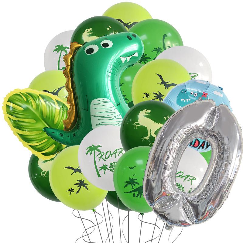Набор для вечеринки в стиле динозавров, алюминиевая пленка, цифровой алюминиевый шар, оформление сцены с зелеными листьями