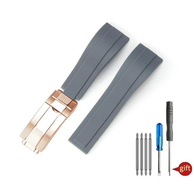 Nature Мягкий Силиконовый Каучук Мужской 20мм Ремешок Для Часов Для Rolex Ремешок для Часов Daytona Submariner GMT OYSTERFLEX Браслет Складная Застежка