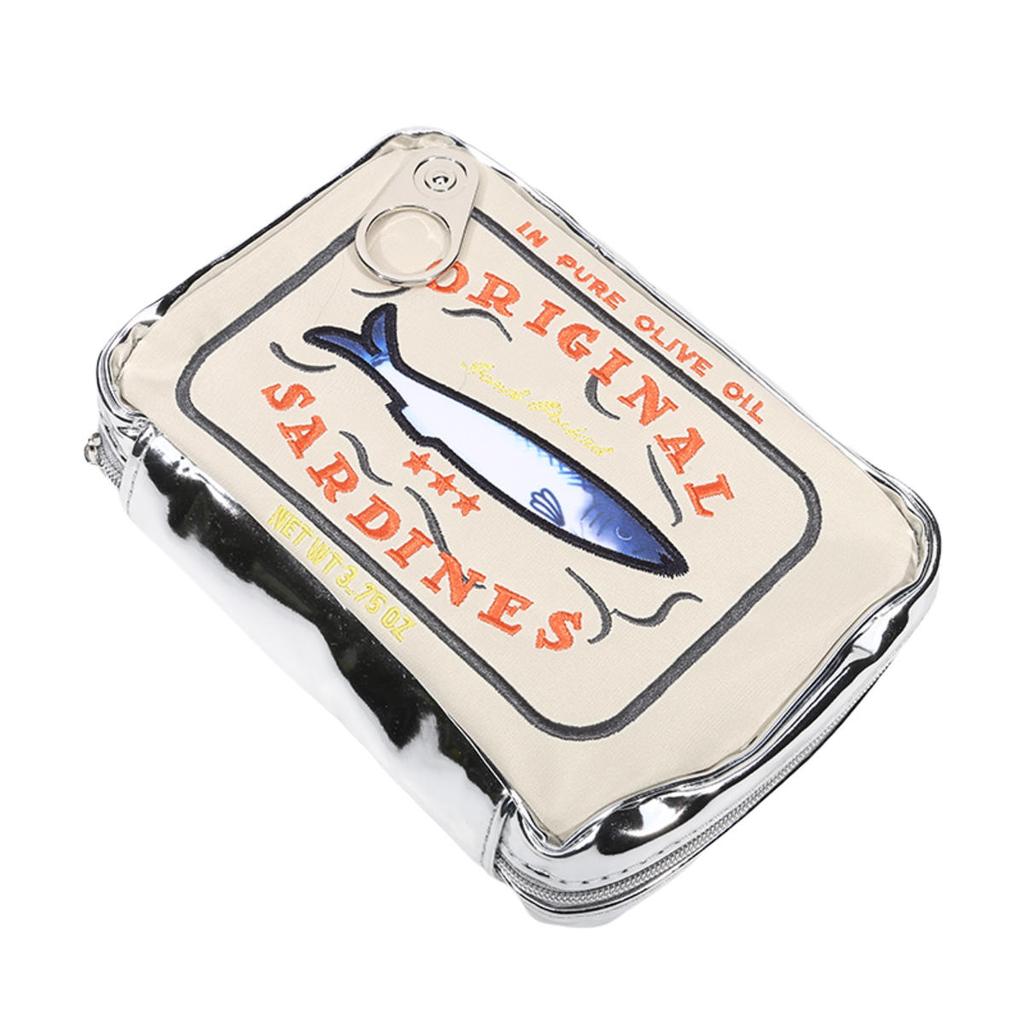 Funny Canned Sardines Makeup Bag for Lipstick Powder Hand Cream Creative Cosmetic Bag Travel Portable Zipper Bag