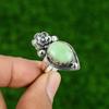 Регулируемое кольцо-цветок с несколькими камнями, серебро 925 пробы, натуральный бразильский хризопраз