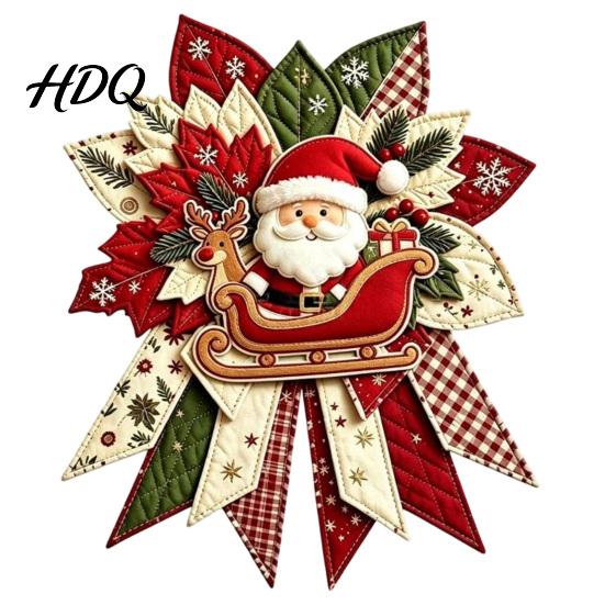 Holiday Craft Supplies for Adults Christmas DIY Quilted Bow Sewing Kit Pre-cut Patchwork Cozy Home Decor Crafting Set Door Hanger Wall Mantel