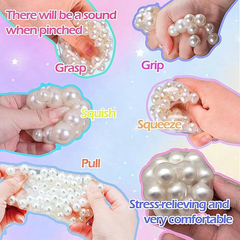 Ручная изготовления виноградная пищащая сквиш-мяч для взрослых Белый жемчуг Сенсорные фиджет-игрушки для детей Снимающие стресс сжимаемые игрушки