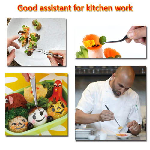 Tangoowal Rivaa Precision Cooking Tongs, 3-Piece Stainless Steel Tweezers for Cooking, Medical, and Beauty (6.3 inches)