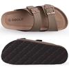 Fashion Comwarm Men's Cork Footbed Slides Sandals Arch Support Summer Outdoor Sandals with Adjustable Buckle Leisure Men Leather Slides