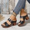 Women's Chunky Heel Sandals Solid Color Open-toe High Heels ,Women's Chunky Heel Sandals, Casual Open-toe Summer Shoes