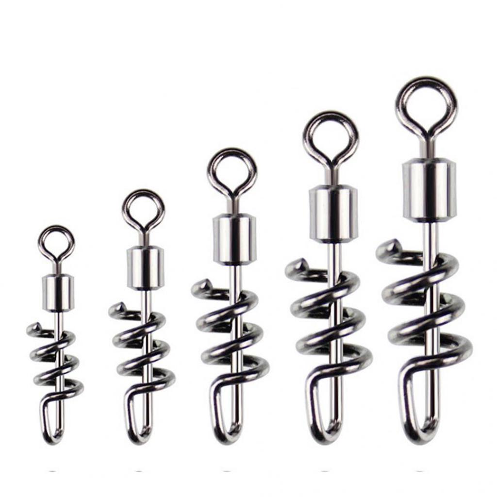 10Pcs Fishing Hooks Snap Swirl Connectors Rolling Rings Wire Leader Swivels