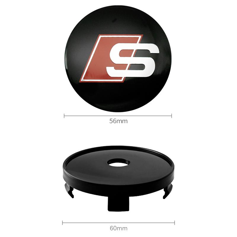 4Pc 56mm 60mm Car Wheel Center Cap Stickers Hub Covers Badge Decal Accessories For Audi Sline A1 A2 A3 A4 A4L A5 RS RS3 RS4 RS6