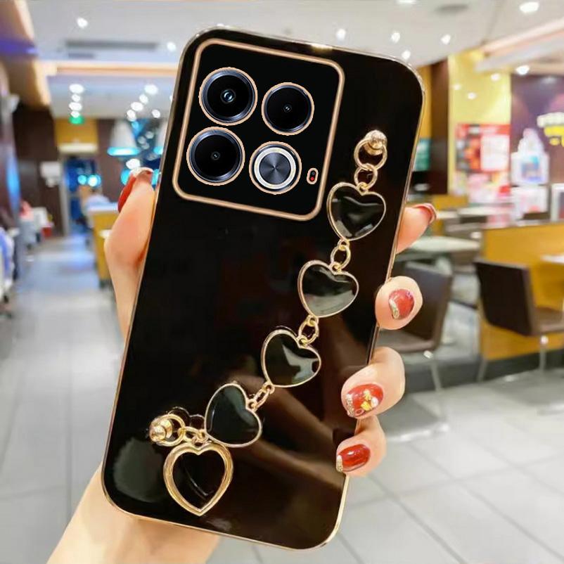 Модный чехол для телефона с цепочкой и браслетом в виде сердца для Redmi Turbo 3, мягкий силиконовый противоударный чехол для Xaiomi Redmi Turbo 3