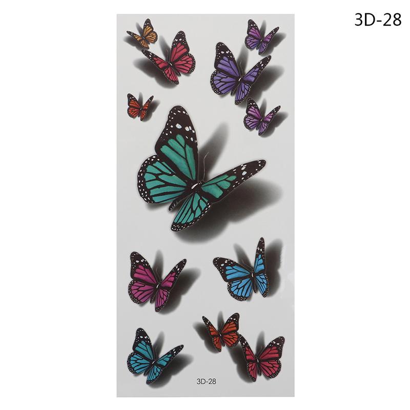 1Pc Temporary Tattoos Sticker Women Body Art Tattoo Sticker 3D Butterfly Rose Flower Feather Tattoo Waterproof Halloween Gift
