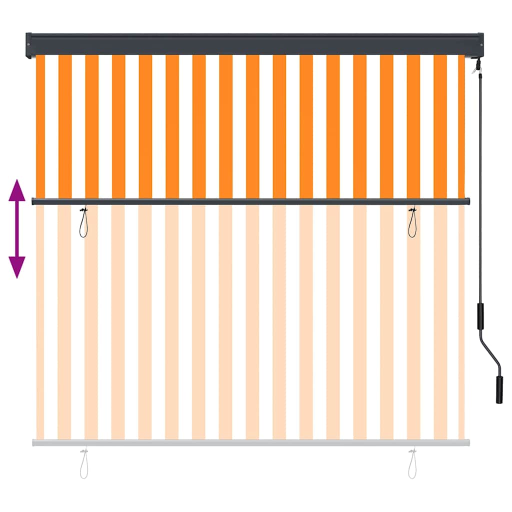 White and Orange Outdoor Roller Blind 180 x 250 cm Fabric and Aluminum