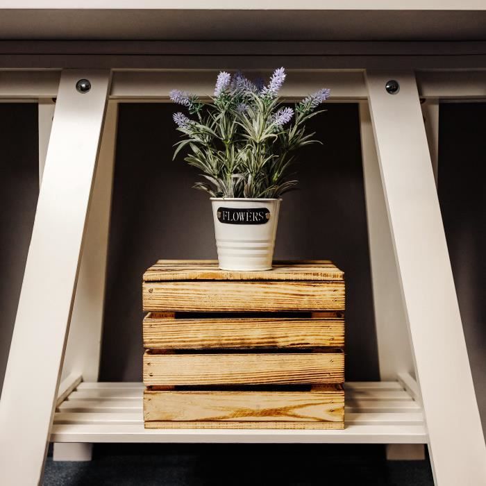 Boite de rangement en bois flammé Creative Deco - Marron - Vintage - 40 x 30 x 22 cm
