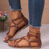 Fashion Summer Fashion Rivet Decor Sandals Women Roman Narrow Band Bao Heel Sandal Ladies Vacation Beach Open Toe Flat Sandalias Mujer