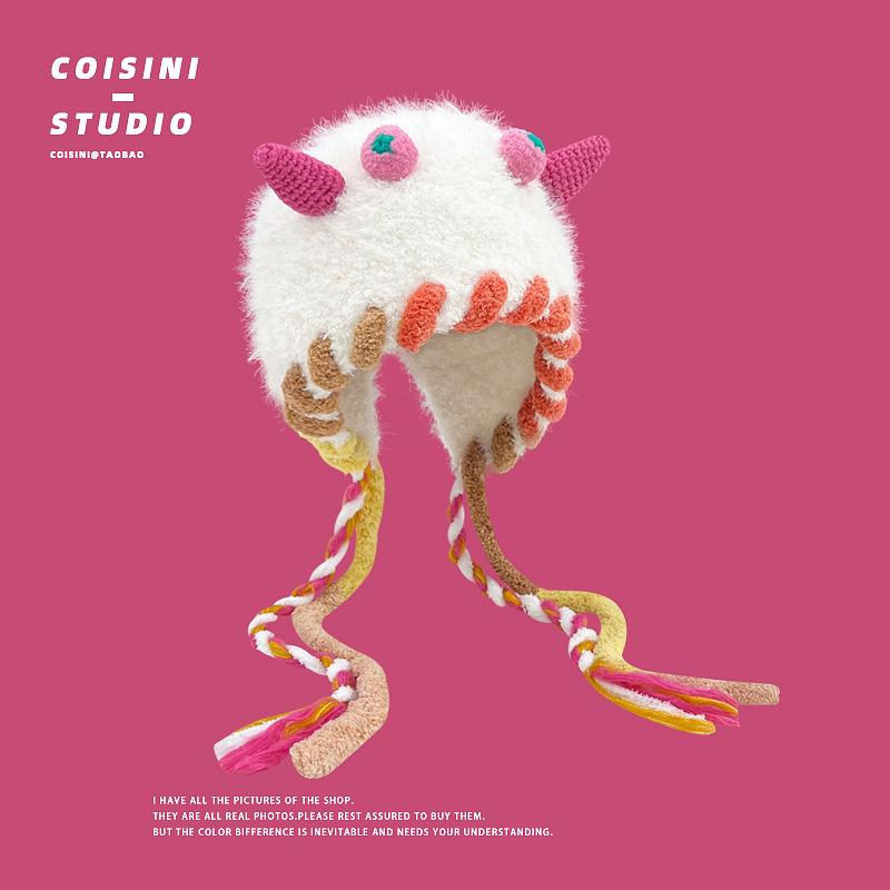 Милые медвежьи ушки Тедди флис вязаный разноцветный пуловер шапка для женщин зимние теплые защитные наушники Able Straps шапки-бомберы