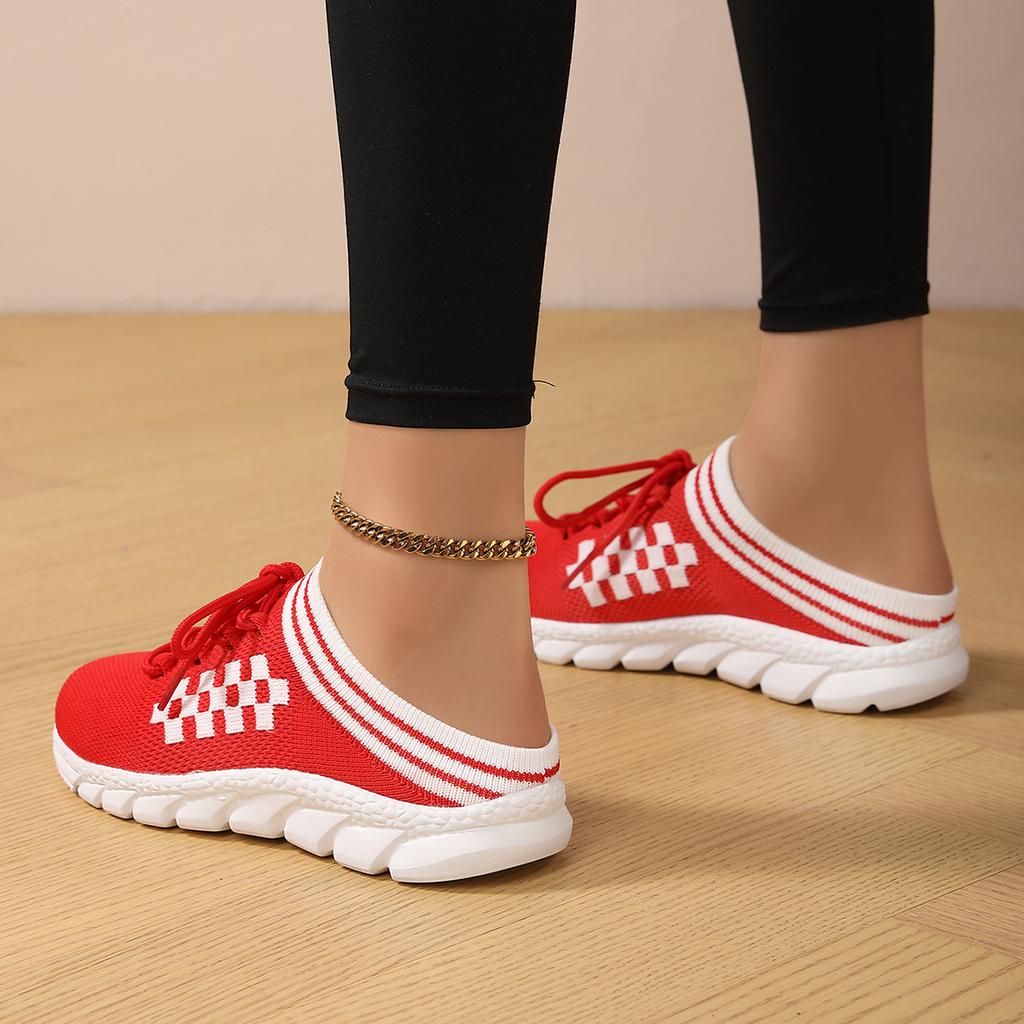 TUINANLE Women's Shoes Geometric Patterns Mesh Platform Sandals Couples Half Slippers Casual Non-Slip Platform Shoes