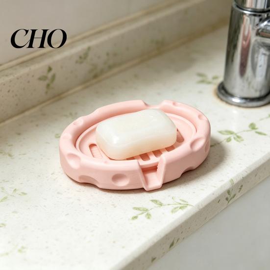 Soap Tray with Hollow Drainage Layer Box, Cheese Shape Removable Drain Layer, Dish No Water Stains Quick Cleaning Anti-Slip Holder, for Bathroom