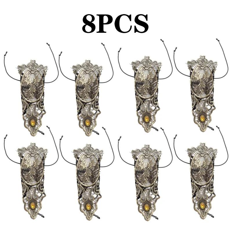 Золотые перчатки, винтажные кружевные перчатки, женские кружевные украшения для платья, подходящие манжеты без пальцев, аксессуары для костюмов для косплея в стиле аниме