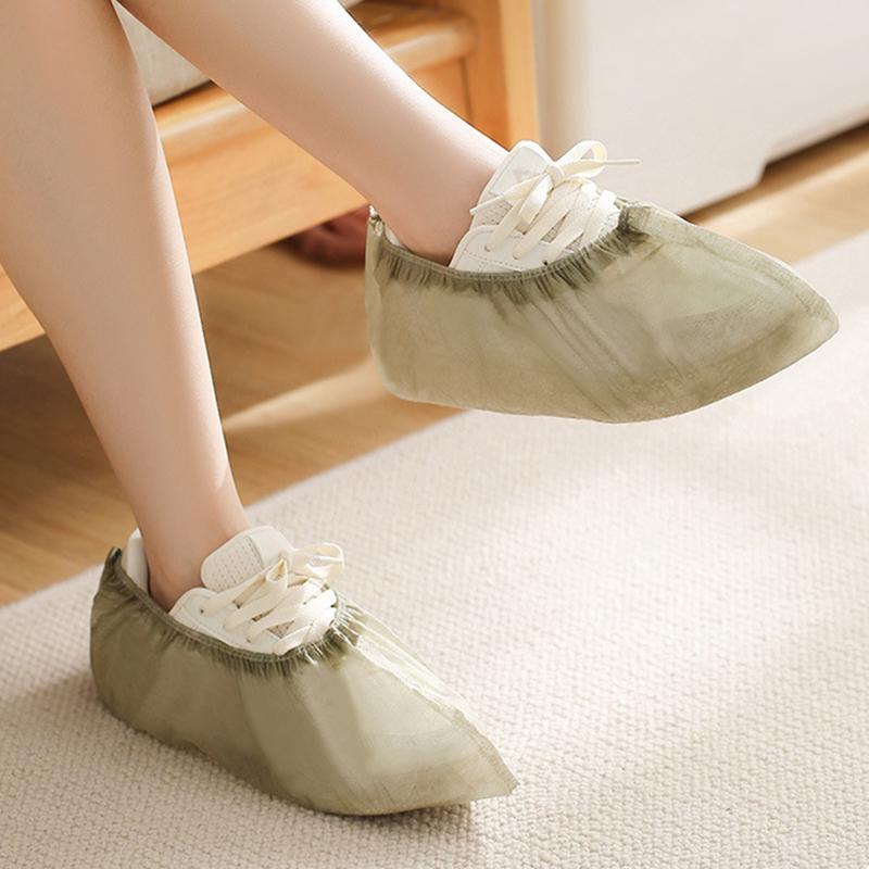 100pcs Nonwoven Shoe Cover Dustproof Thickened Plastic Cleaning Overshoes One Size Foot Cover For Home