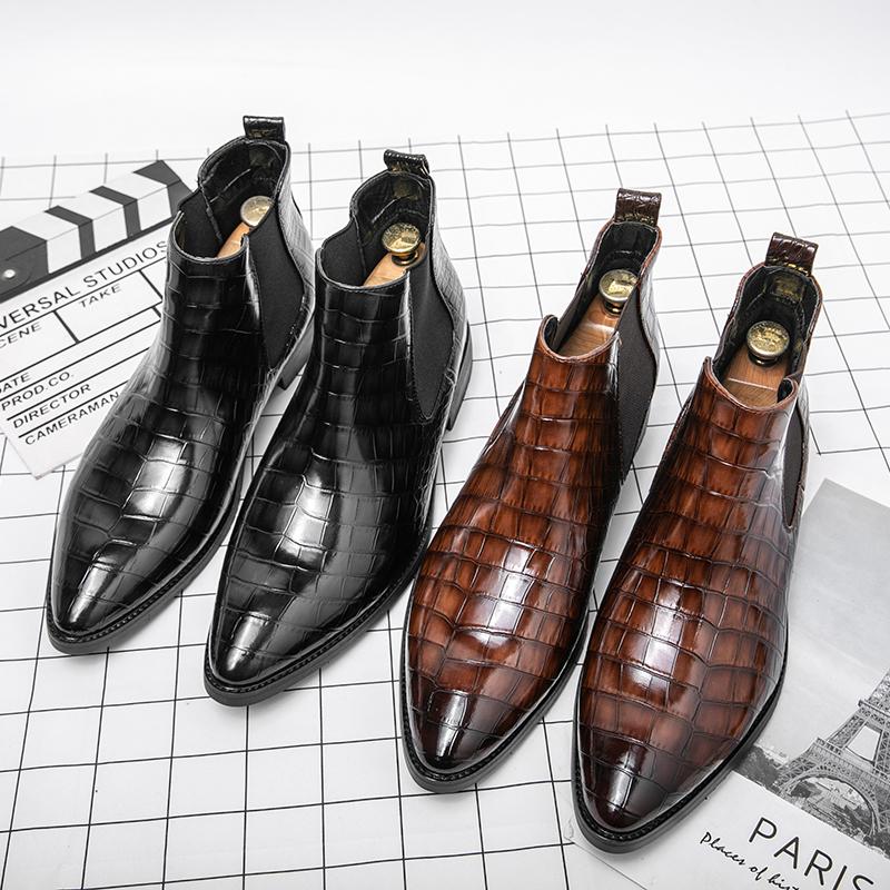 Новые высококачественные мужские остроносые ботинки челси с капюшоном, водонепроницаемые ботильоны, мужские модные ботинки-броги, кожаные туфли, размер 38-46