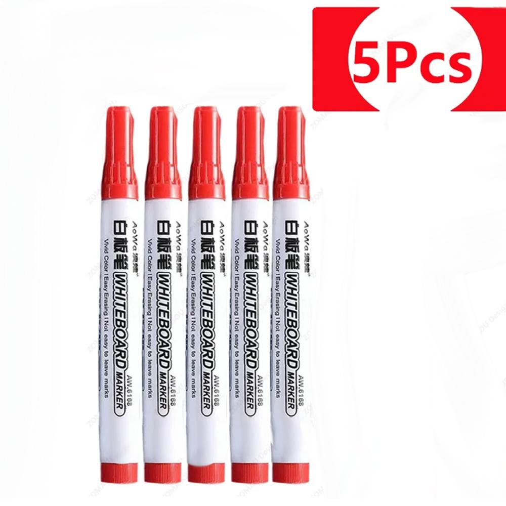 New 50-5pcs Erasable Whiteboard Marker Pen Teaching Chalk Tool Blackboard Marker for Office School Art Stationery Black/Red/Blue