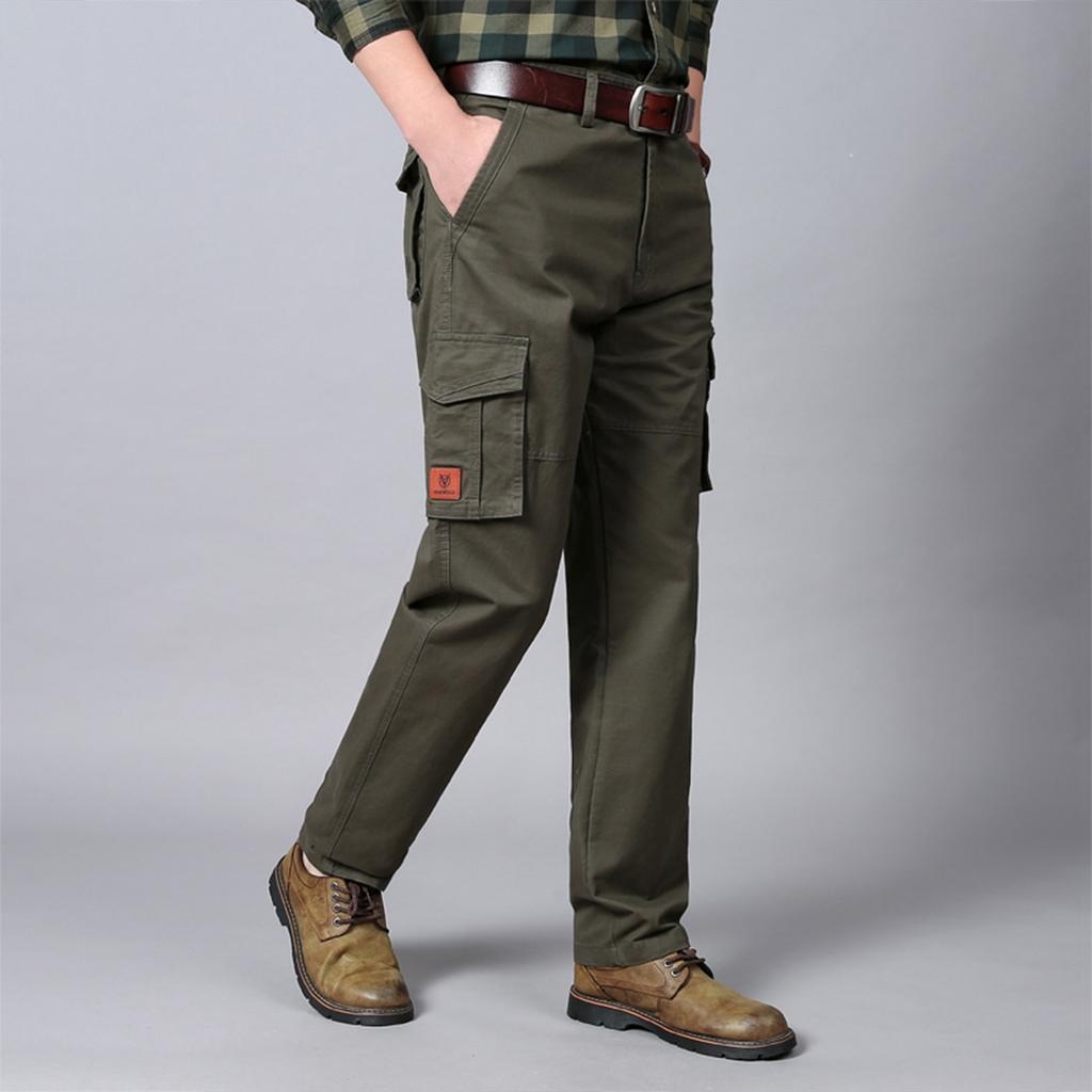 Men's Cross-border Plus Size Work Pants With Multiple Pockets, Casual Pants, Cotton Pants