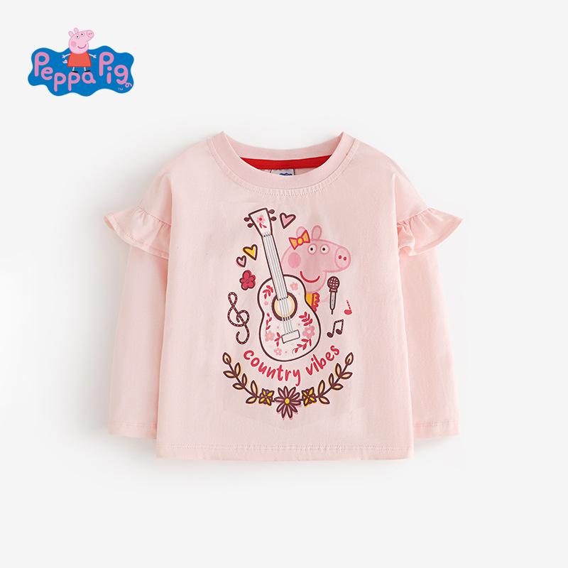 Футболка с длинным рукавом для девочек Peppa Pig - Стильный принцессный дизайн для весны/осени