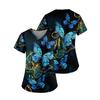 Women's Fashion Printed Work Uniform With Pocket T-Shirt Short Sleeve Top