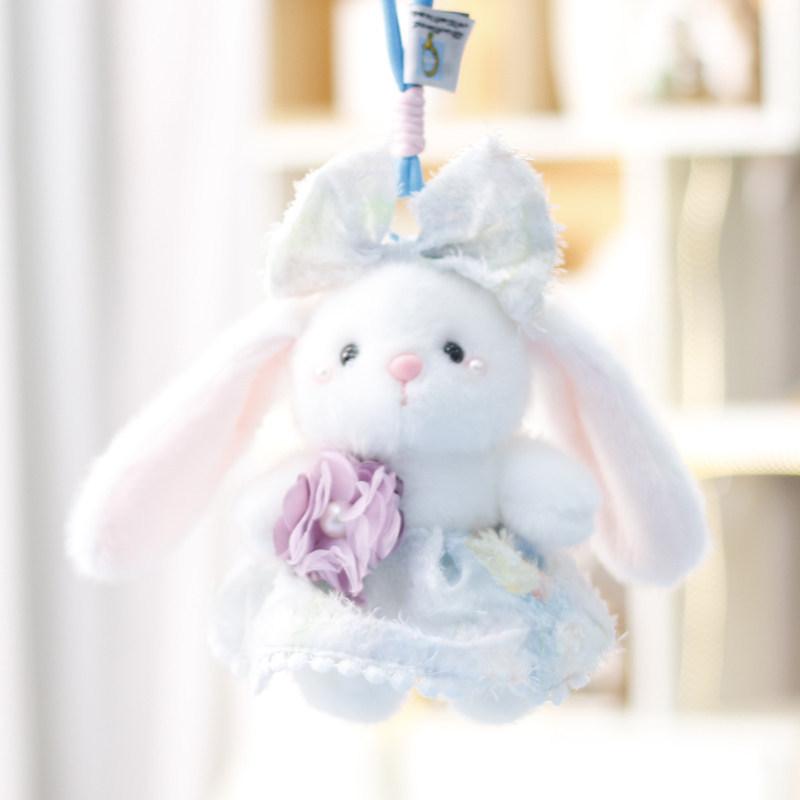 Soft Polyester Bunny Plush Toy With Floral Pattern For Women Purse Charms