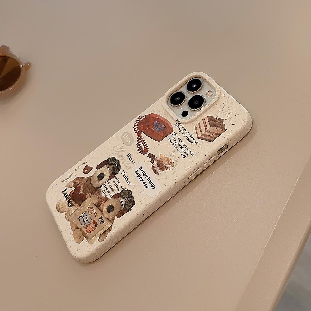 Retro ins phone case for dogs suitable for iPhone 17 Pro Max, iPhone 15, iPhone 13, matte, anti-drop, soft for iPhone 16, iPhone X
