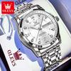 OLEVS 5513 Men's Quartz Watches Stainless Steel Strap Diamond Scale Dual Calendar Waterproof Luminous Men's Business Wristwatch