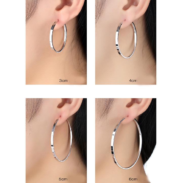 Original 925 Sterling Silver Hoop Earrings 3-6CM For Women Exquisite Student Girlfriend Jewelry Accessories Wedding Fashion GiftGood product